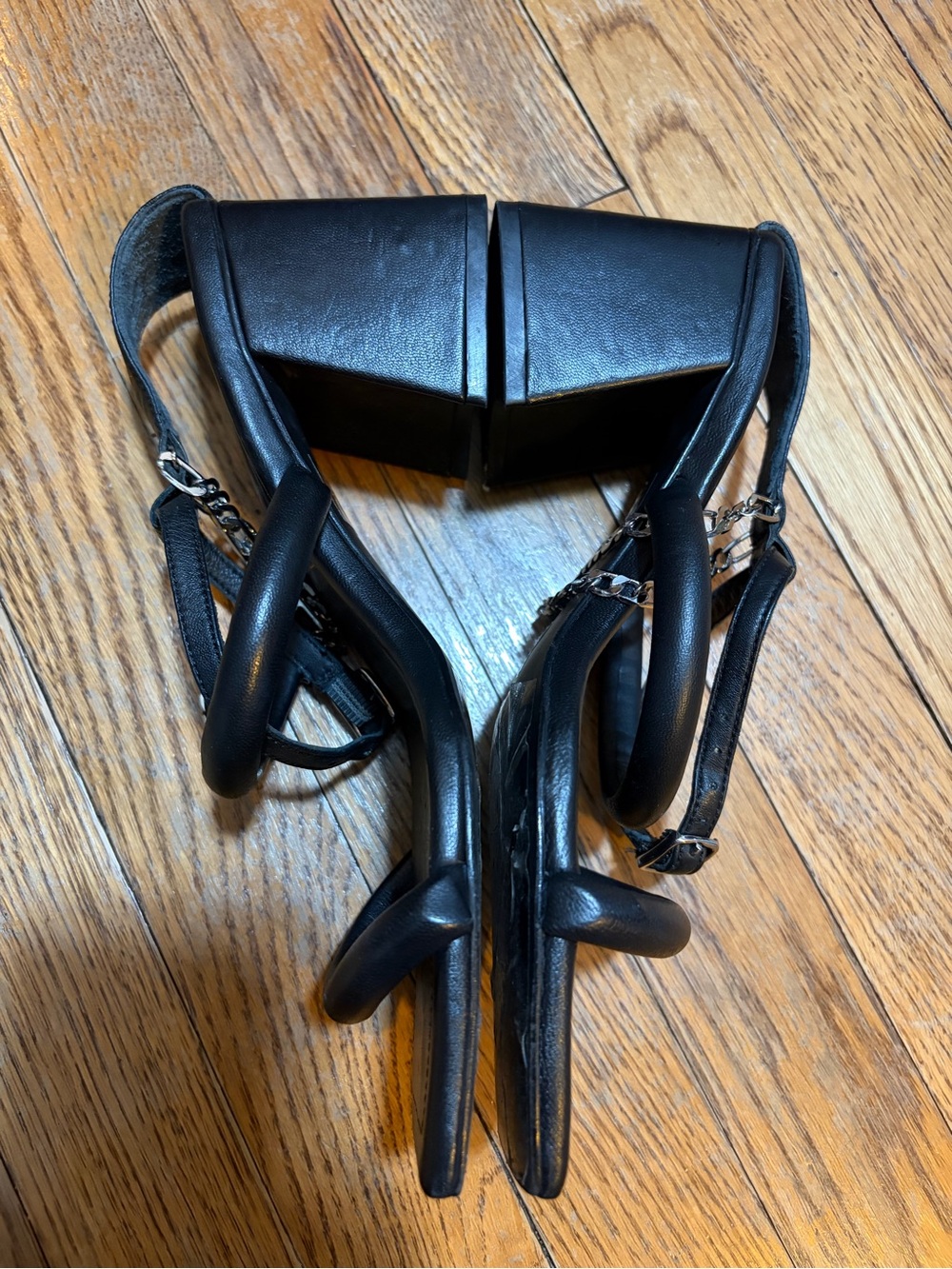 Black Free People Parker Chain Heels size 37.5 EU or 7.5 US - Picture 5 of 11